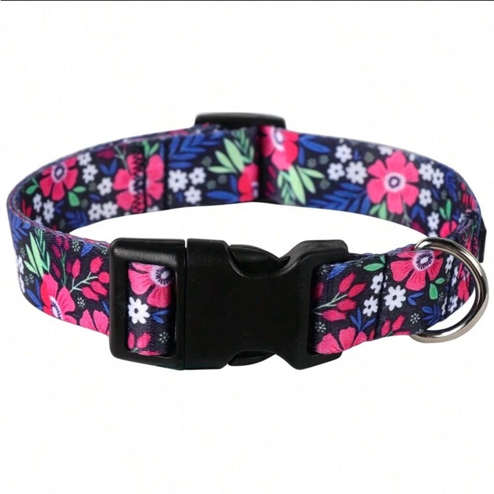 🆕 NEW Blue & Pink Floral Dog Collar…size Small !!!